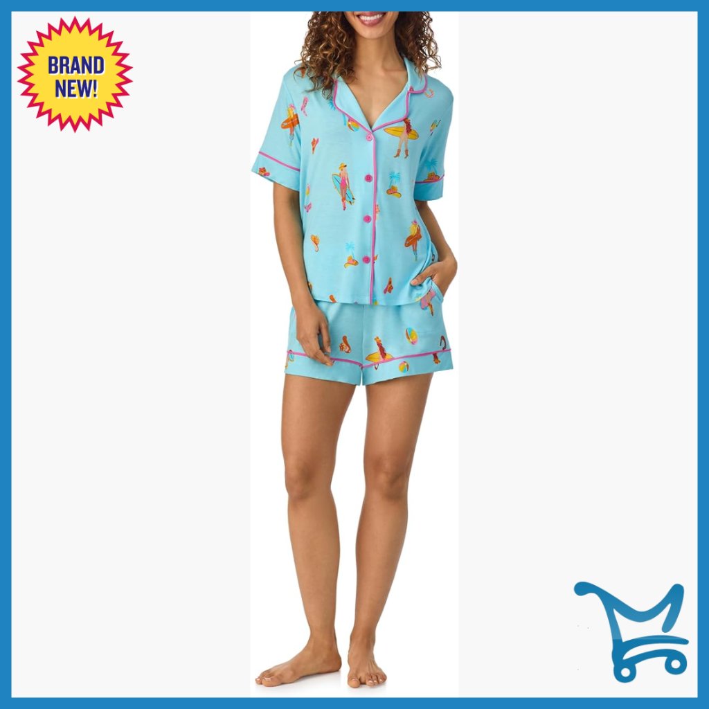 Large Rayon Pajama Set Short Sleeve Top With Shorts Lounge Wear